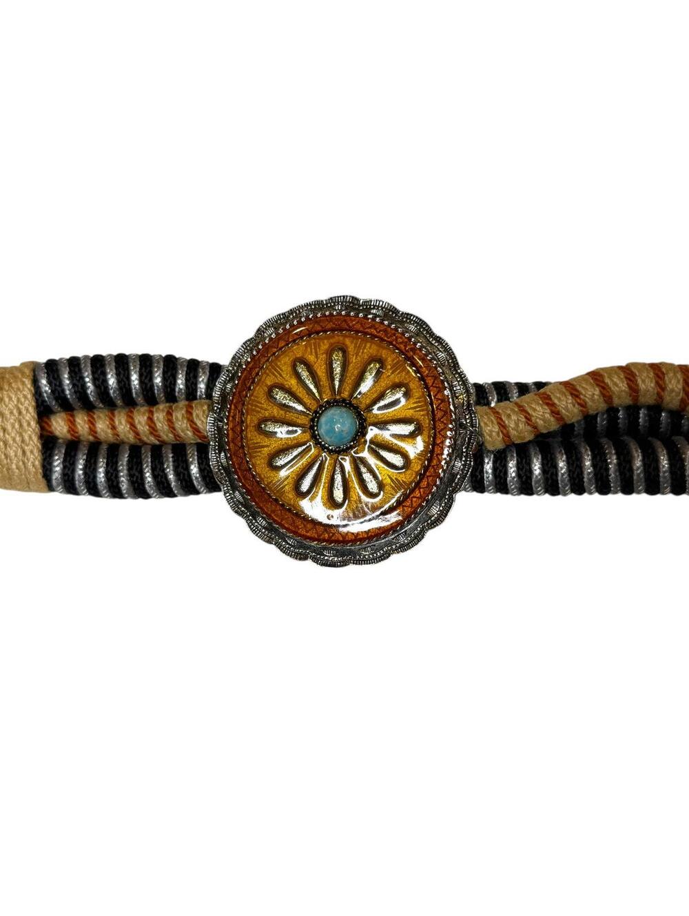 Handcrafted Leathercraft Accessory Belt Turquoise Accent - Picture 3 of 7